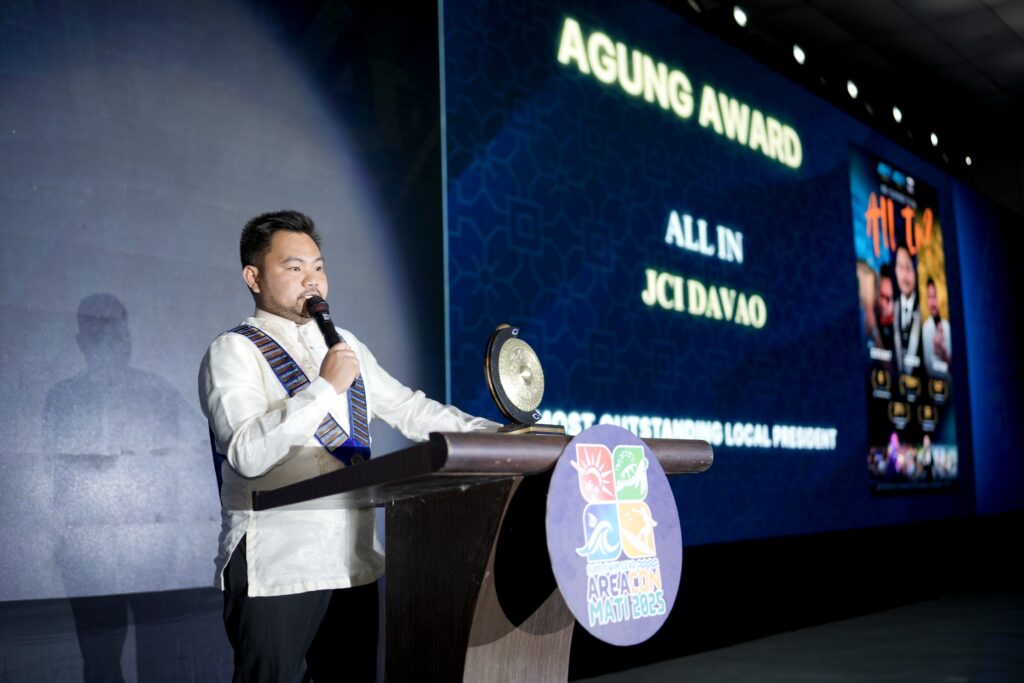 JCI Davao LO President Engr. AJ Castro delivers his speech for winning the Best of the Best LO President