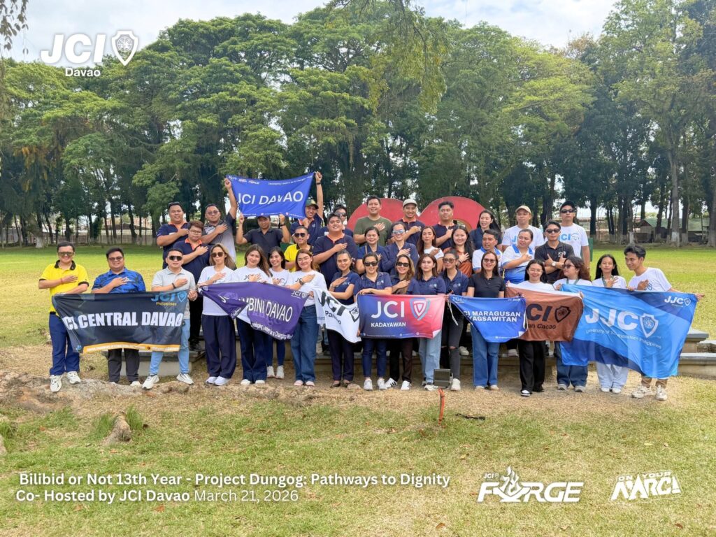 Different JCI Davao Region local organizations pose after the successful Project Dungog